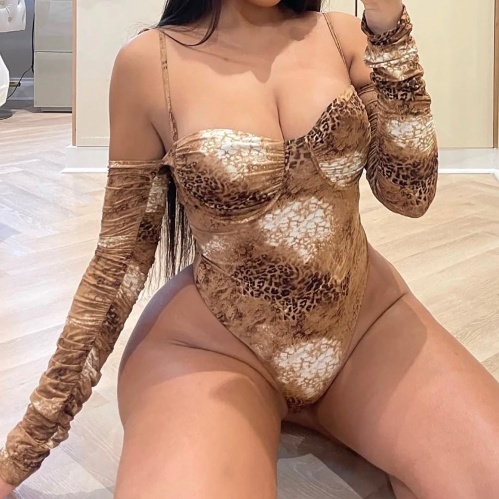 Fashion Nova Love My Wild Side Snake Bodysuit - Brown/Combo